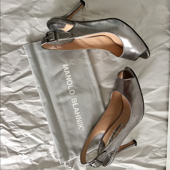 Manolo Blahnik Shoes - Authentic Manolo Blahnik Silver Heels